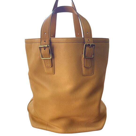 Vintage Coach G2P-9601 Yellow Leather Tote Bag Open Top Full Costa Rica - Picture 1 of 12